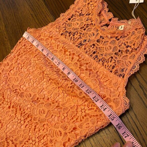 NWT BLVD Peach Cocktail Dress Lace Crochet Women's Sz S Formal Short Sleeveless - Picture 10 of 12